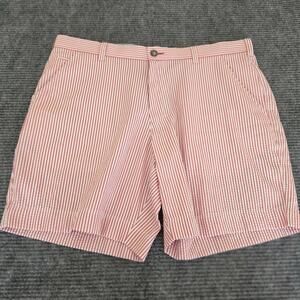 True Flies Men's Size 38 Red White Seersucker Shorts